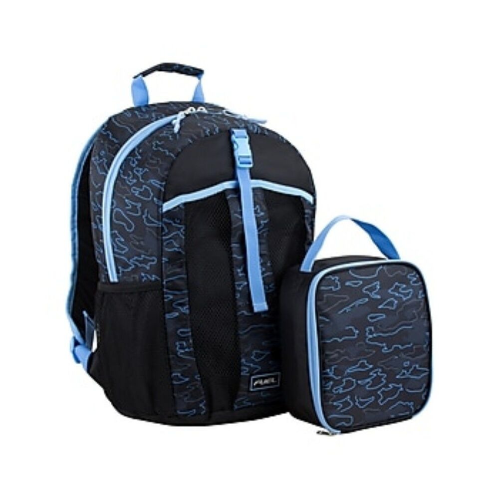 NWT Kids Backpack & Lunch Bag Set Blue Black Camo School Travel Bookbag
